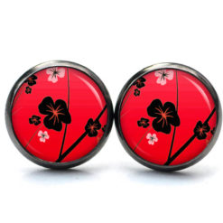 Ohrringe Sakura Blüten Rot Schwarz