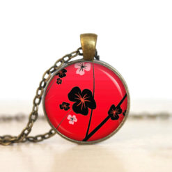 Kette Sakura Blüten Rot Schwarz
