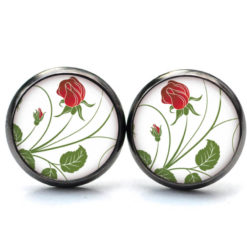 Handmade Ohrringe romantische rote Rose aus Edelstahl von Just Trisha