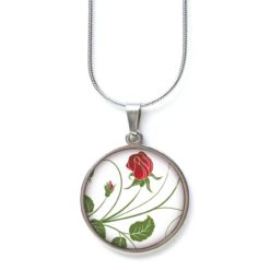 Handmade Kette romantische rote Rose aus Edelstahl von Just Trisha