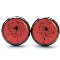 Handmade Ohrringe große Pusteblume rot aus Edelstahl von Just Trisha