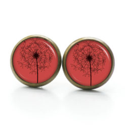 Handmade Ohrringe große Pusteblume rot aus Edelstahl von Just Trisha