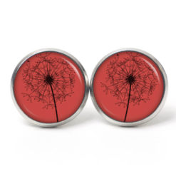 Ohrstecker, Ohrhänger, Clipse & Druckknopf - Motiv große Pusteblume Rot  - Schmuck aus Edelstahl