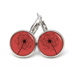Handmade Ohrringe große Pusteblume rot aus Edelstahl von Just Trisha