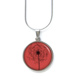 Handmade Kette große Pusteblume rot aus Edelstahl von Just Trisha