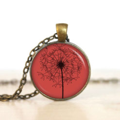 Handmade Kettegroße Pusteblume rot aus Edelstahl von Just Trisha