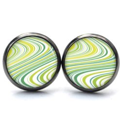 Handmade Ohrringe grüne Retro Wellen aus Edelstahl von Just Trisha