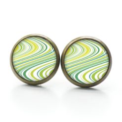 Handmade Ohrringe grüne Retro Wellen aus Edelstahl von Just Trisha