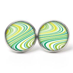 Ohrstecker, Ohrhänger, Clipse & Druckknopf – Motiv grüne retro Wellen – Schmuck aus Edelstahl