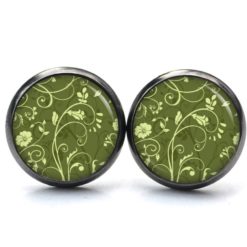 Handmade Ohrringe florale Blüten Grün aus Edelstahl von Just Trisha