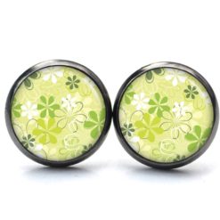 Handmade Ohrringe kleine grüne Blumen. aus Edelstahl von Just Trisha