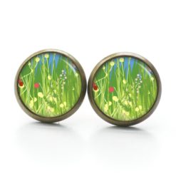Handmade Ohrringe grüne Blumenwiese aus Edelstahl von Just Trisha