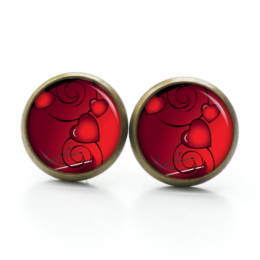 Ohrstecker, Ohrhänger, Clipse & Druckknopf – Motiv romantisches rotes Herz – Schmuck aus Edelstahl Ohrstecker, Ohrhänger, Clipse & Druckknopf – Motiv romantisches rotes Herz – Schmuck aus Edelstahl
