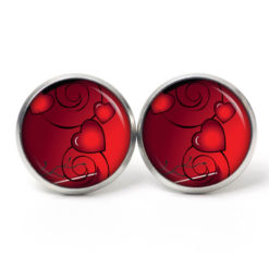 Ohrstecker, Ohrhänger, Clipse & Druckknopf – Motiv romantisches rotes Herz – Schmuck aus Edelstahl