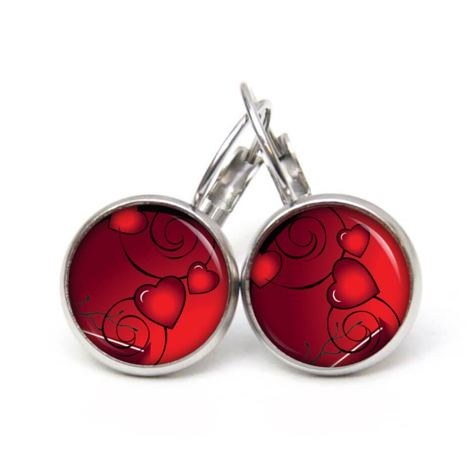 Ohrstecker, Ohrhänger, Clipse & Druckknopf – Motiv romantisches rotes Herz – Schmuck aus Edelstahl Ohrstecker, Ohrhänger, Clipse & Druckknopf – Motiv romantisches rotes Herz – Schmuck aus Edelstahl