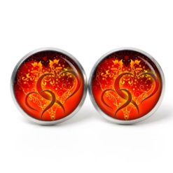 Ohrstecker, Ohrhänger, Clipse & Druckknopf – Motiv Herzen in Flammen – Schmuck aus Edelstahl