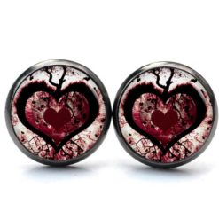 Ohrringe großes rot schwarzes Herz