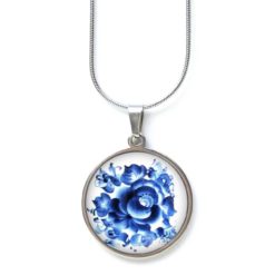Kette blaues florales Muster Gzhel