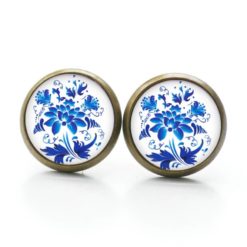 Ohrringe blaue Blumen im Gzhel Stil