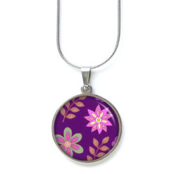 Kette Retro Blumen Violett.