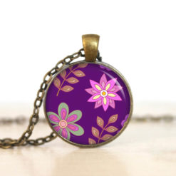 Kette Retro Blumen Violett.