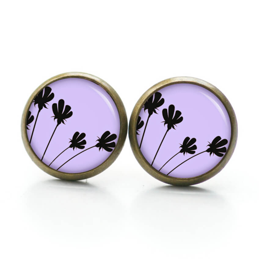 Ohrstecker, Ohrhänger, Clipse & Druckknopf – Motiv Violette Schwarze Tulpen – Schmuck aus Edelstahl Ohrstecker, Ohrhänger, Clipse & Druckknopf - Motiv Violette Schwarze Tulpen - Schmuck aus Edelstahl