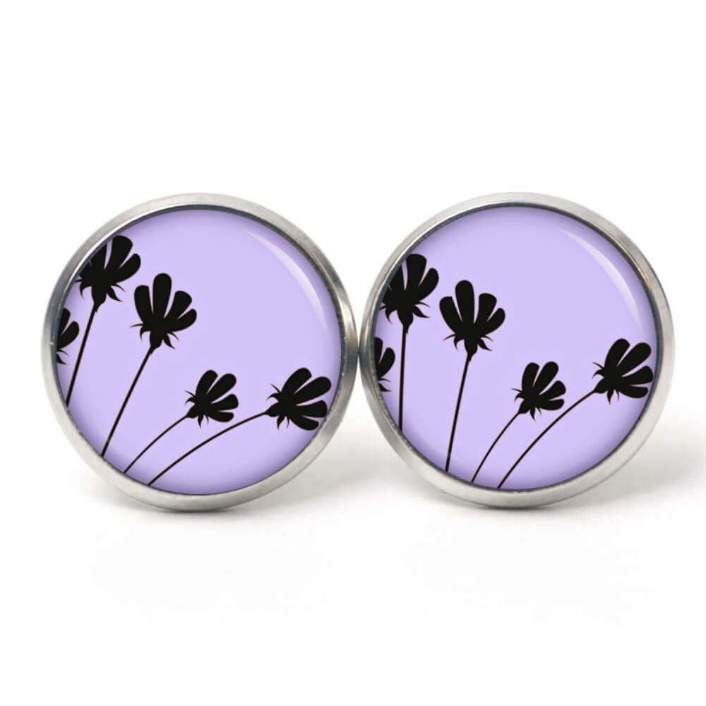 Ohrstecker, Ohrhänger, Clipse & Druckknopf – Motiv Violette Schwarze Tulpen – Schmuck aus Edelstahl Ohrstecker, Ohrhänger, Clipse & Druckknopf - Motiv Violette Schwarze Tulpen - Schmuck aus Edelstahl
