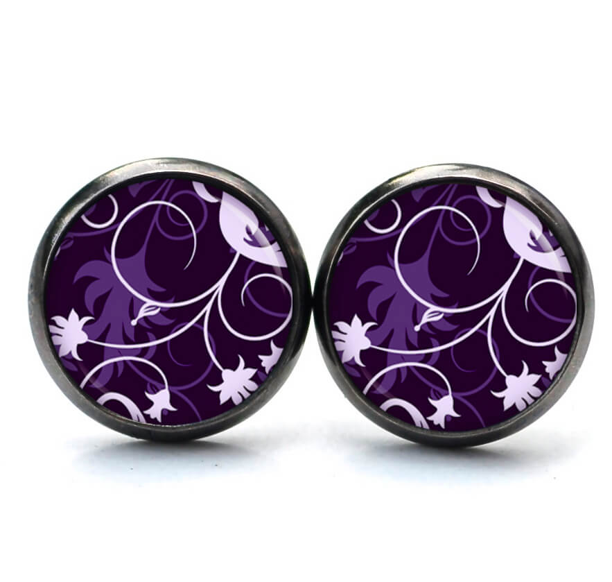 Ohrstecker, Ohrhänger, Clipse & Druckknopf – Motiv Elegante Blütenranken Violett – Schmuck aus Edelstahl Ohrstecker, Ohrhänger, Clipse & Druckknopf - Motiv Elegante Blütenranken Violett - Schmuck aus Edelstahl