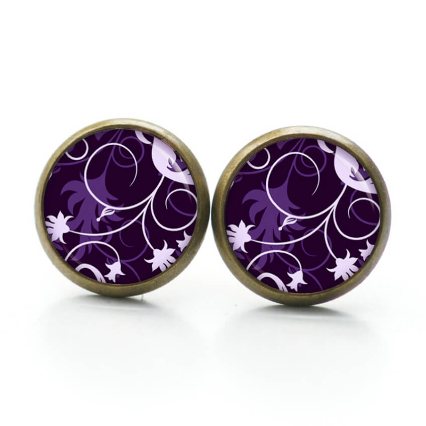 Ohrstecker, Ohrhänger, Clipse & Druckknopf – Motiv Elegante Blütenranken Violett – Schmuck aus Edelstahl Ohrstecker, Ohrhänger, Clipse & Druckknopf - Motiv Elegante Blütenranken Violett - Schmuck aus Edelstahl