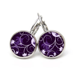 Ohrringe Elegante Blütenranken Violett.