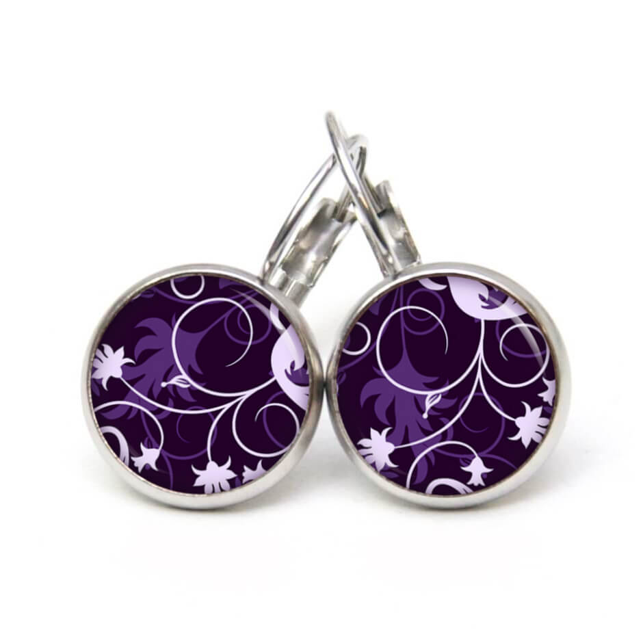 Ohrstecker, Ohrhänger, Clipse & Druckknopf – Motiv Elegante Blütenranken Violett – Schmuck aus Edelstahl Ohrstecker, Ohrhänger, Clipse & Druckknopf - Motiv Elegante Blütenranken Violett - Schmuck aus Edelstahl