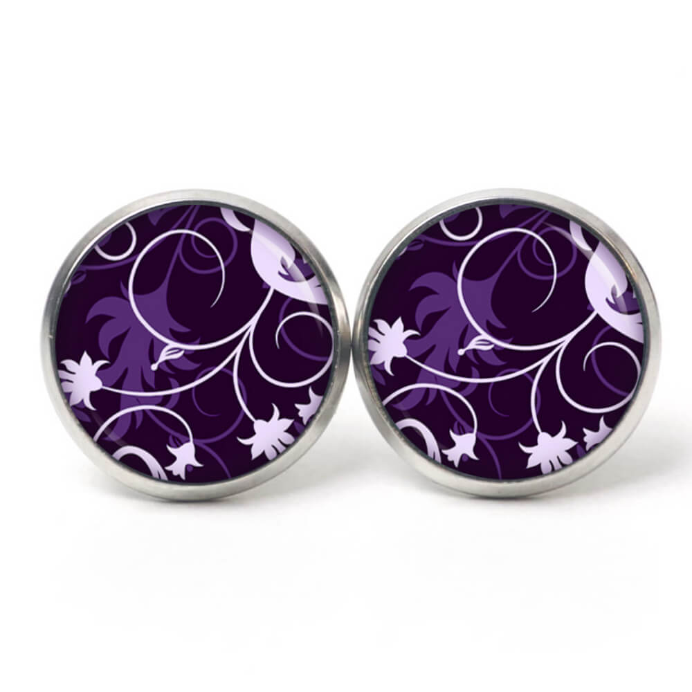Ohrstecker, Ohrhänger, Clipse & Druckknopf – Motiv Elegante Blütenranken Violett – Schmuck aus Edelstahl Ohrstecker, Ohrhänger, Clipse & Druckknopf - Motiv Elegante Blütenranken Violett - Schmuck aus Edelstahl