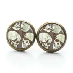 Ohrringe 3 Totenköpfe schwarz weiß