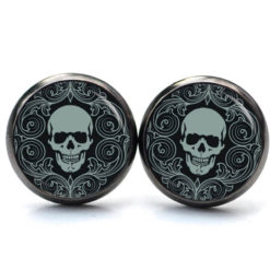 Ohrringe grauer Totenkopf