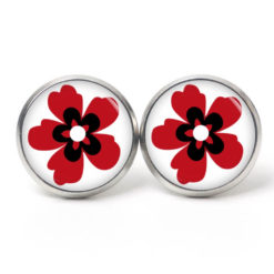 Ohrstecker, Ohrhänger, Clipse & Druckknopf – Motiv große rote Blume – Schmuck aus Edelstahl