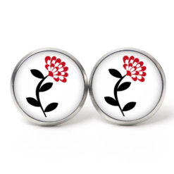 Ohrstecker, Ohrhänger, Clipse & Druckknopf – Motiv zarte rote Blume – Schmuck aus Edelstahl