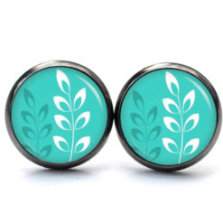 Ohrringe weiße Blätter auf Türkis