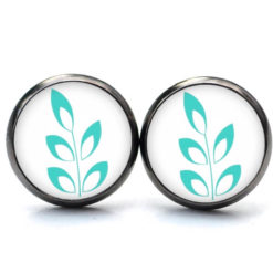 Ohrringe türkise Blätter auf weiß