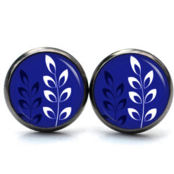 Ohrringe Blätter auf dunkelblau