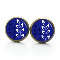 Ohrringe Blätter auf dunkelblau
