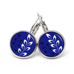 Ohrringe Blätter auf dunkelblau