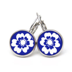 Ohrringe große dunkelblaue Blume