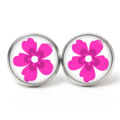 Ohrstecker, Ohrhänger, Clipse & Druckknopf – Motiv große pinke rosa Blume – Schmuck aus Edelstahl