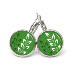 Ohrring grün mit weißen Blättern