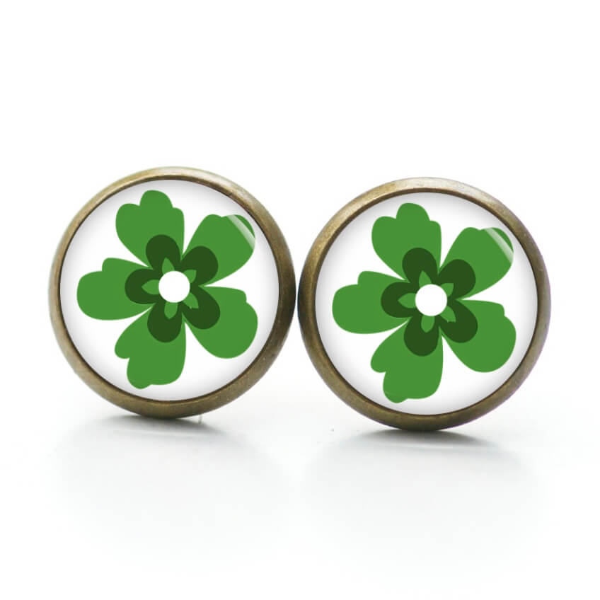 Ohrstecker, Ohrhänger, Clipse & Druckknopf – Motiv große grüne Blume – Schmuck aus Edelstahl Ohrstecker, Ohrhänger, Clipse & Druckknopf – Motiv große grüne Blume – Schmuck aus Edelstahl