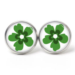Ohrstecker, Ohrhänger, Clipse & Druckknopf – Motiv große grüne Blume – Schmuck aus Edelstahl