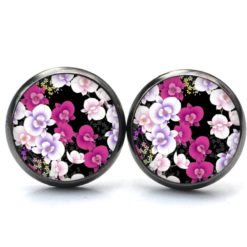 Druckknopf Ohrstecker Ohrhänger Clipse rosa Orchideen