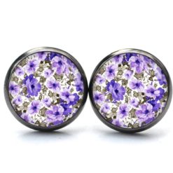 Druckknopf Ohrstecker Ohrhänger Clipse lila Blumenmeer