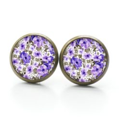 Druckknopf Ohrstecker Ohrhänger Clipse lila Blumenmeer