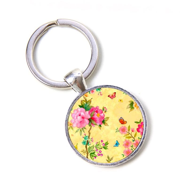 Schlüsselanhänger sommerliche Blumen mit Schmetterlingen Schlüsselanhänger sommerliche Blumen mit Schmetterlingen